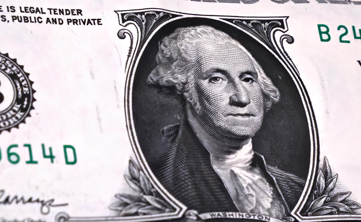 Dollar bill closeup on Washington