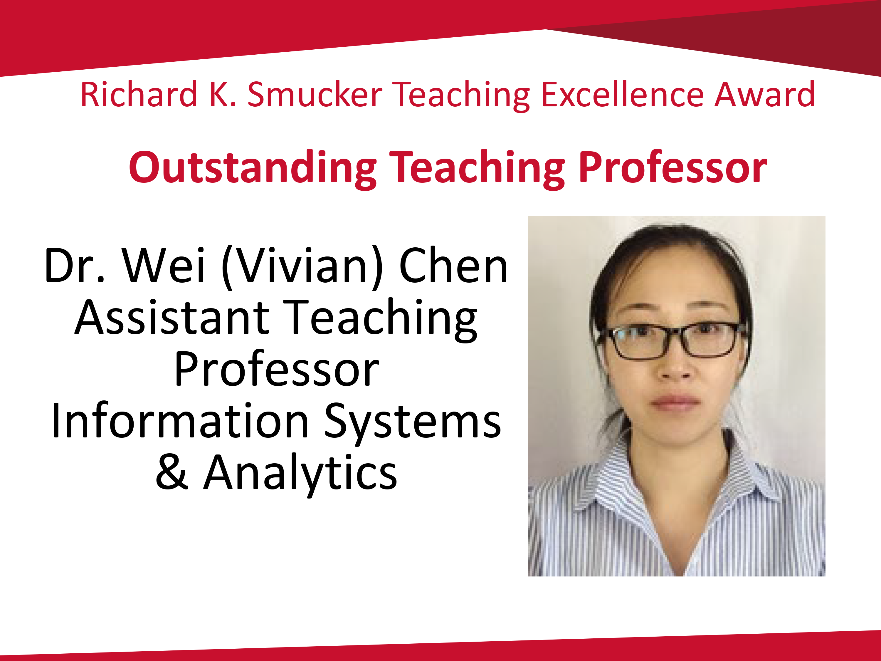 Vivian Chen, outstanding teacher award