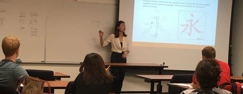 Students and instructor in Chinese language classroom