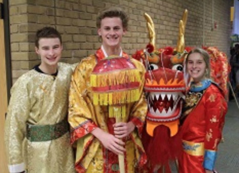 Sycamore High School students dressing up in traditional Chinese costumes.