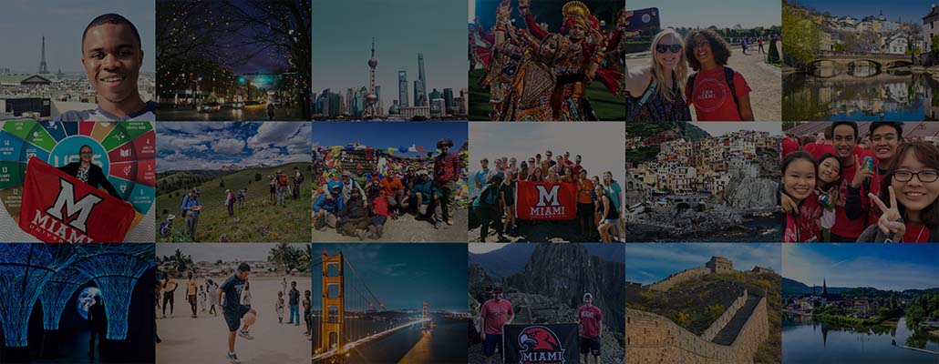 collage of Miami students studying abroad and international students in Oxford