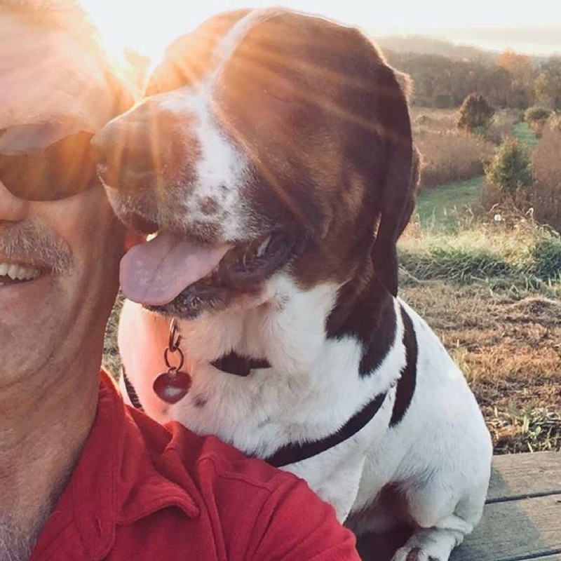 Dan Garber with dog Sammy, selfie