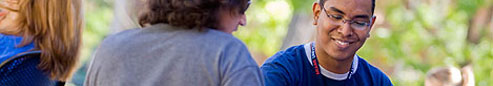 Two students engaged in conversation