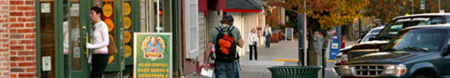Along the sidewalk in uptown Oxford