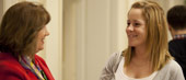 A student chatting with a counselor