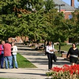 Students congregating outside