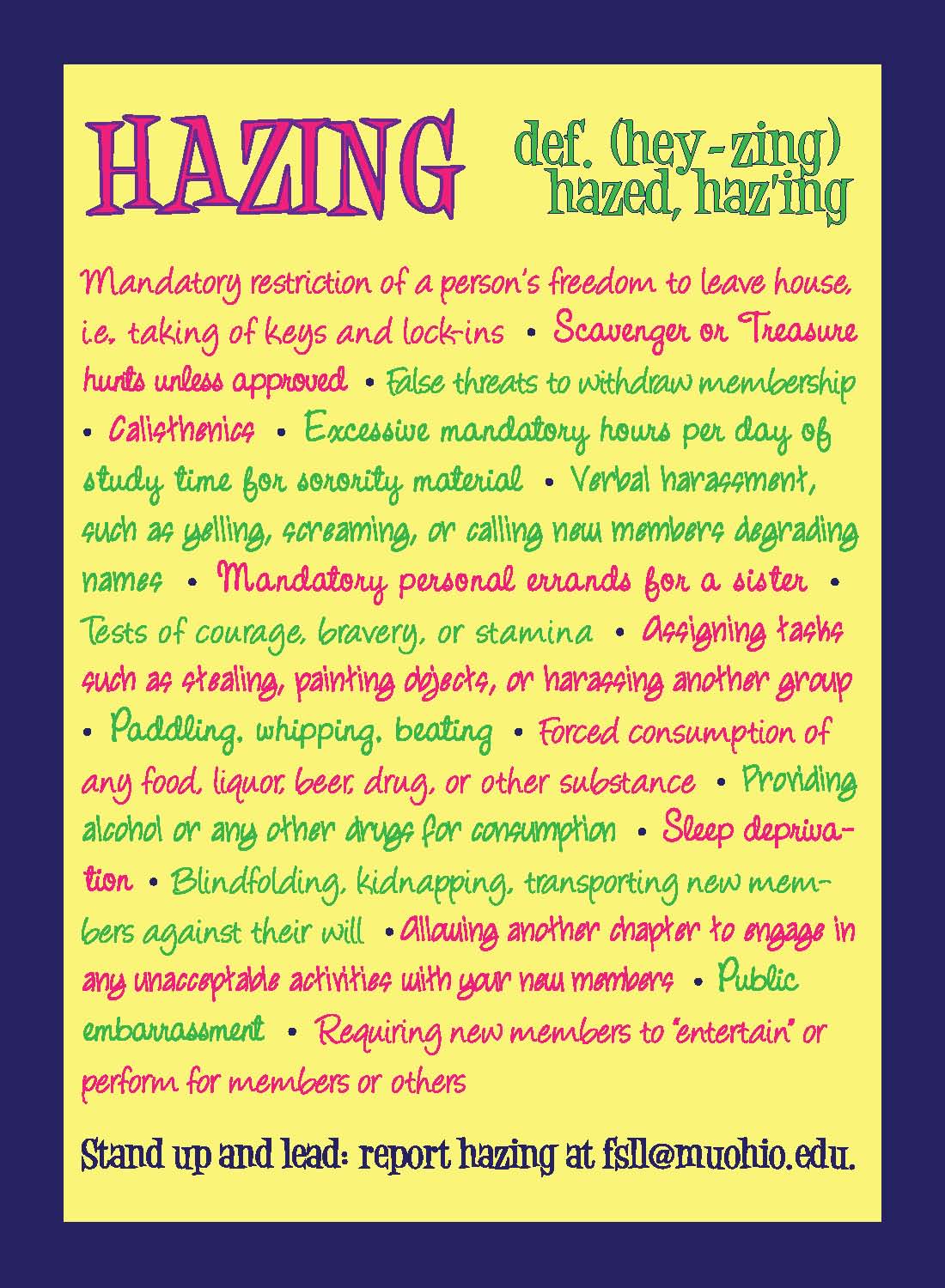 Definition of hazing for girls