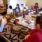 Students participating in a cultural display