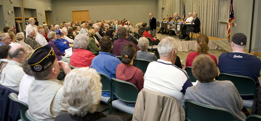 A panel of veterans during an event in the Harry T. Wilks Conference Center