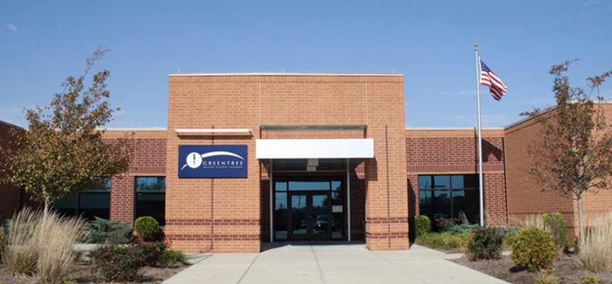 Exterior entrance of Greentree Health and Science building.