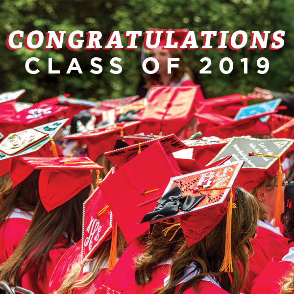 Congratulations Class of 2019. Students sitting in their caps and gowns during the CLAAS Recognition Ceremony.