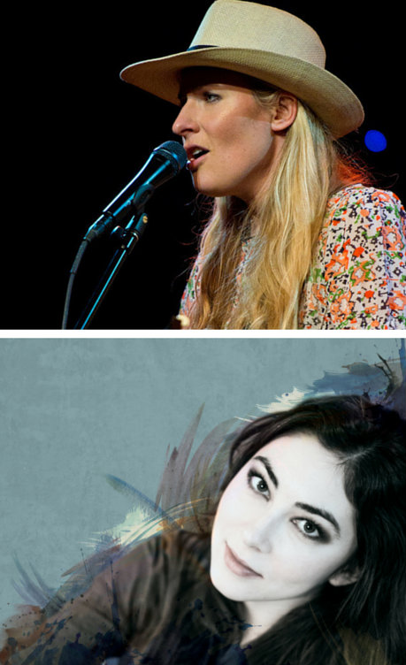 Top to bottom: Country music artist Holly Williams playing her guitar. Head shot photo of Folk and Indie rock artist Heather Maloney.