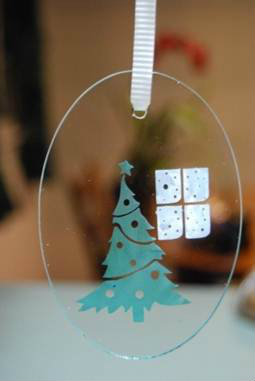Glass etched Christmas Ornament
