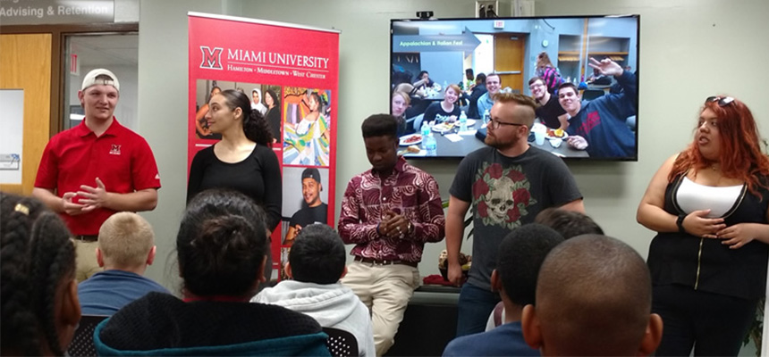 Diversity and Multicultural leaders talking to sixth grade students from a local high school.