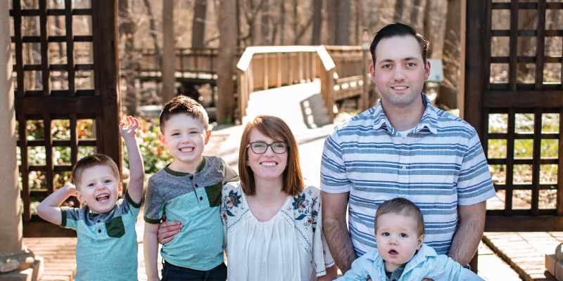 Cody Glaser, wife Morgan, and three boys, Elias, Noah, and Oliver.