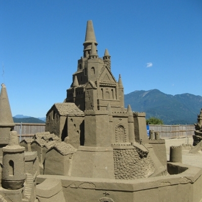 Huge, intricate sand castle.