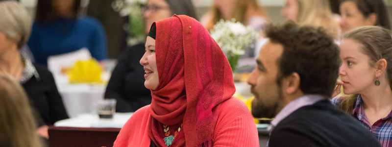 A Miami student wearing an elegant hijab