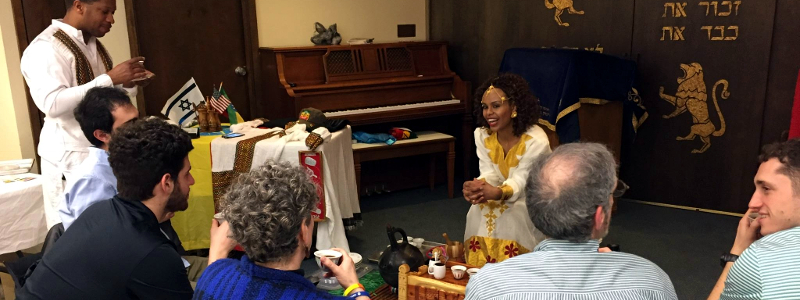 Jewish students from Miami celebrating Shabbat with Ethiopian Jews