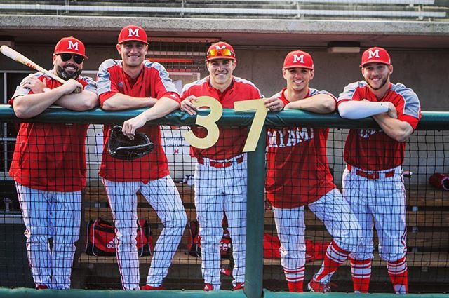 37 days to Commencement! Congrats to future Miami alumni, the Class of 2017, from @MiamiOH_Baseball on #NationalStudentAthleteDay. Shout out to #37, Coach Hayden! 
#MiamiOHAlum #MiamiOHCountdown #CountdowntoCommencement #MiamiOH #RiseUpRedHawks