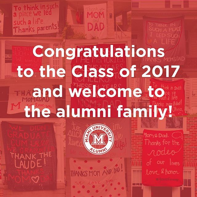 Congratulations to the Class of 2017. You can now call yourselves Miami alumni! #MiamiOHAlum #MiamiOHCountdown #MiamiOHGrad #MiamiOH