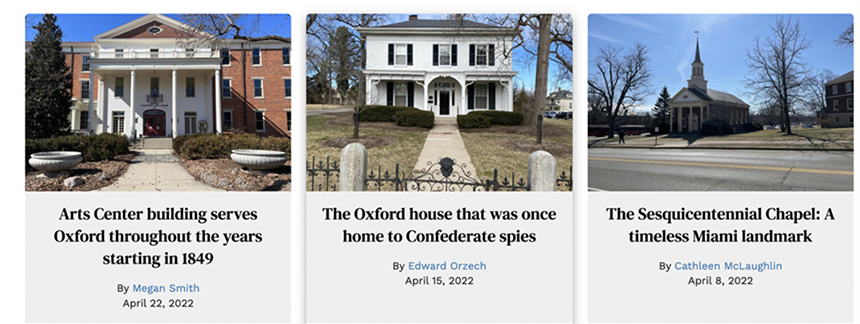 An image of community arts center in oxford and the lottie moon house and Sesquicentennial Chapel