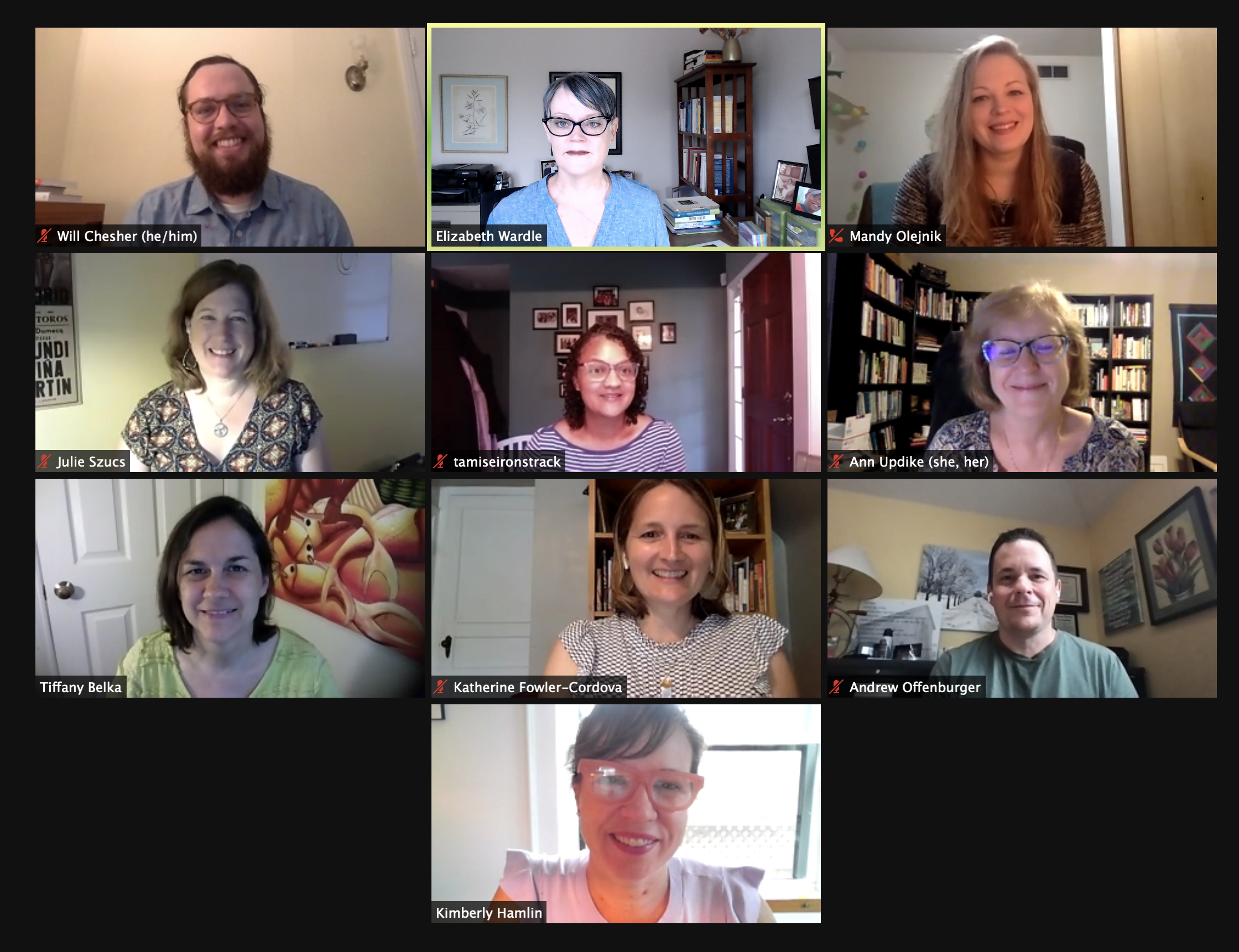 An screencapture of Zoom meeting for the graduating group of Fellows from Fall 2020.