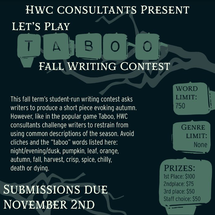 The Fall 2022 Writing Contest is open for submissions.