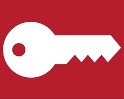 white key on a red background