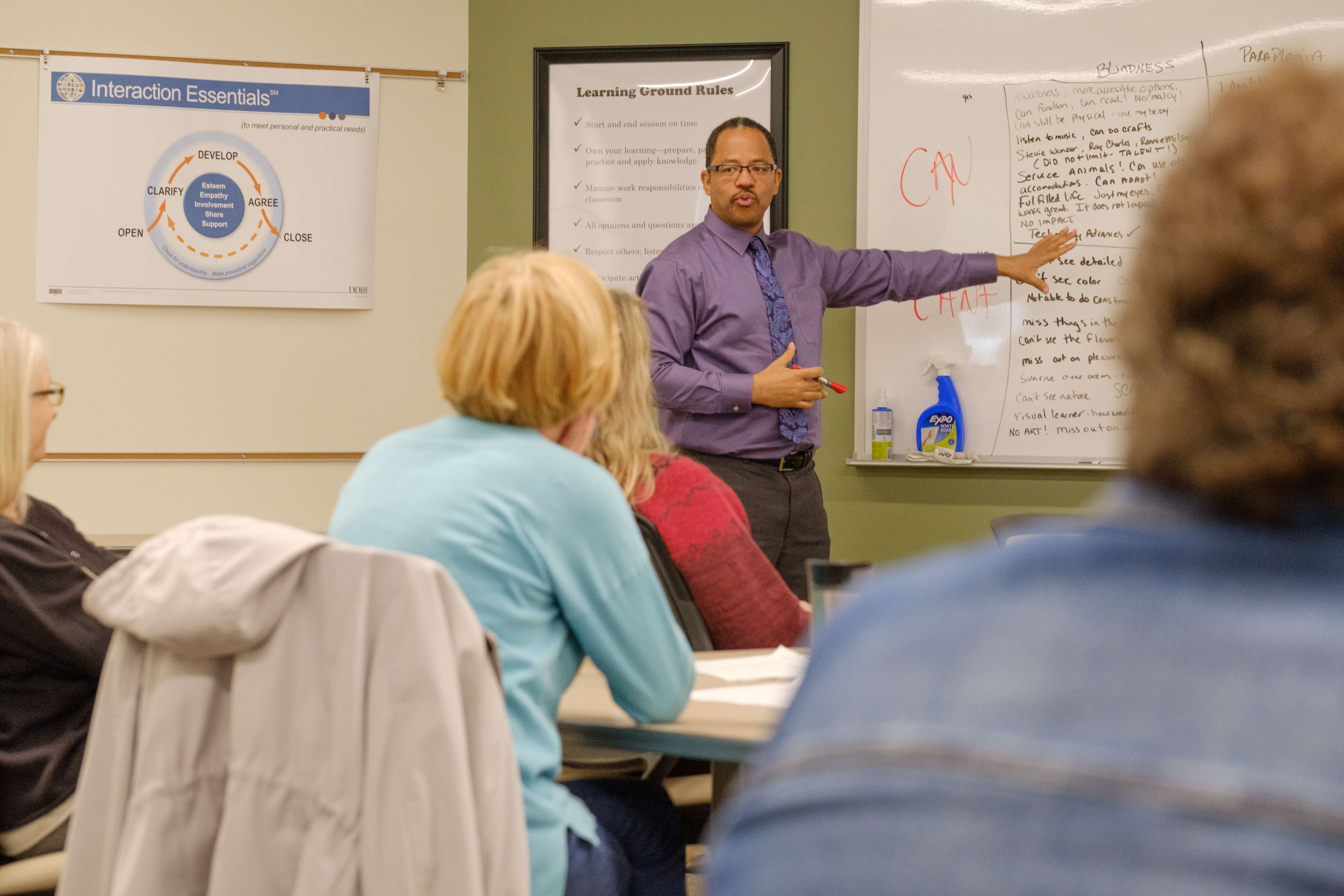 Trainer in front of the group of learners