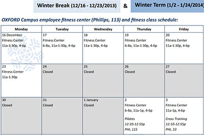 Fitness schedule