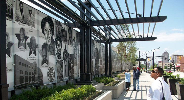 Motorists and pedestrians can view the Cultural Wall co-designed by Larry Winston Collins. (Photo provided by Collins.)