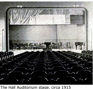 1915 photo of Hall Auditorium stage