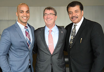 Kevin Samy with U.S. Defense Secretary Ashton Carter