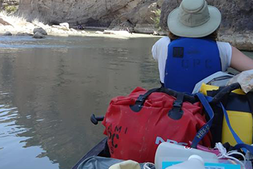 Student canoeing in the Rio Grande