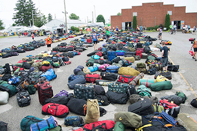 Luggage piled up