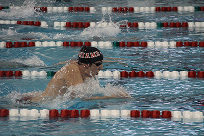 Evan Bader swimming the breaststroke