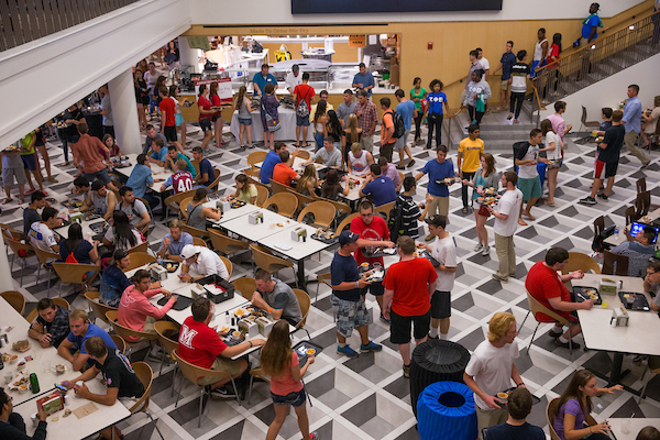 First-year students at the food court