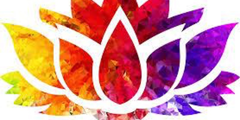 A colorful lotus graphic representing the play For Remembrance, Rosemary