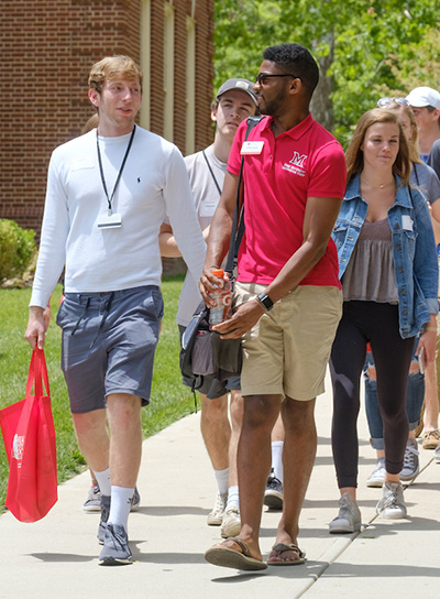 Students take a tour of campus