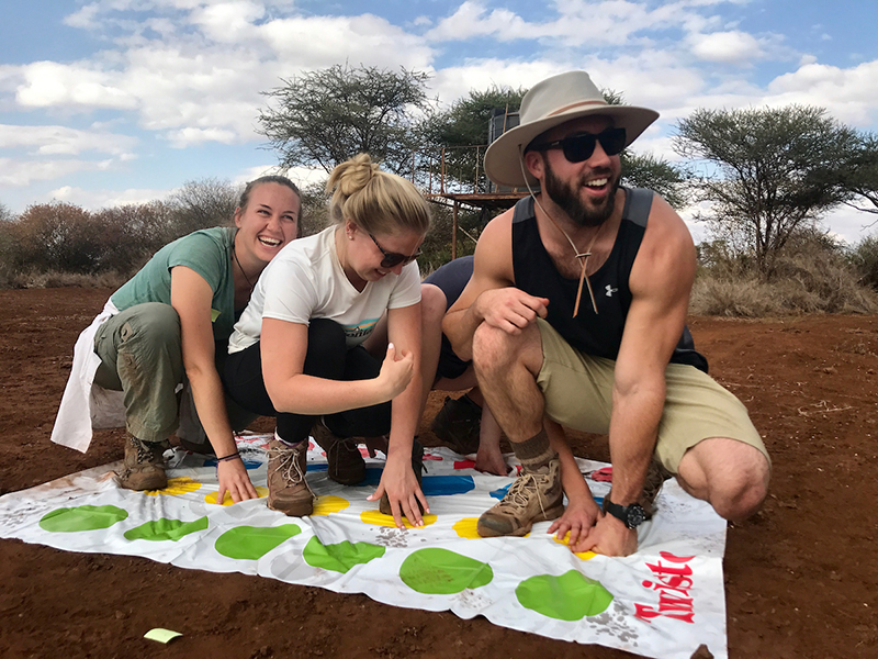 Students play Twister