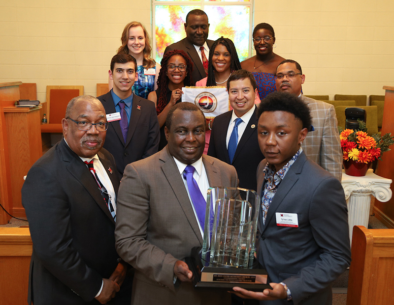 Members of Mt. Zion church posing with their award