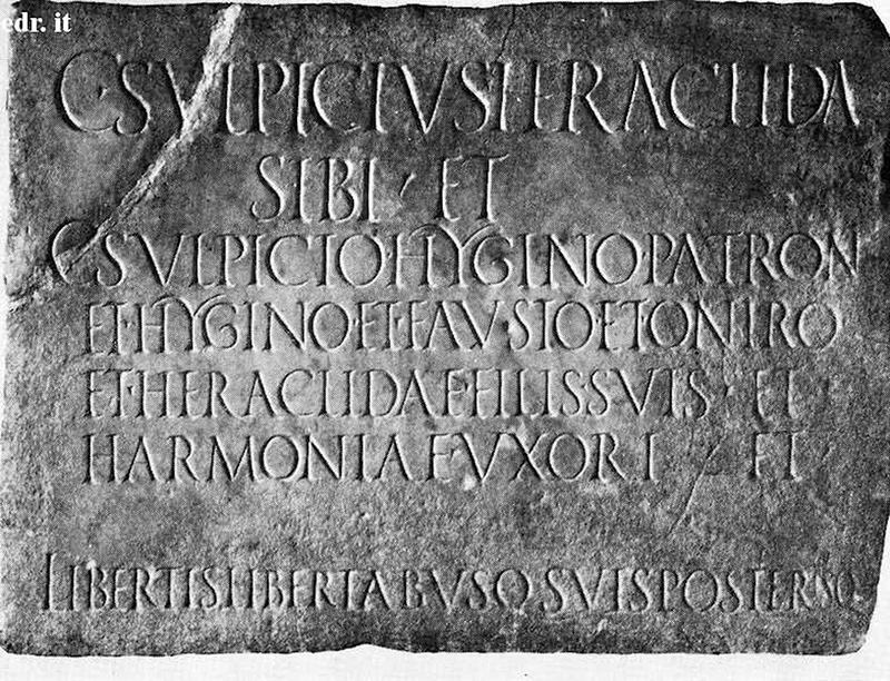 Tomb inscriptions like this from the city of Cumae told the story of families who fled from Mount Vesuvius.