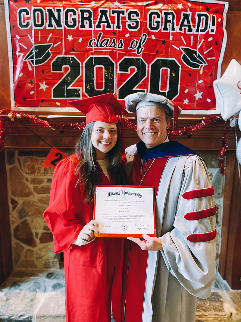 Maddie Brown and Her Dad Celebrating Grauduation