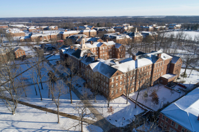 Aerial of Irvin Hall and campus