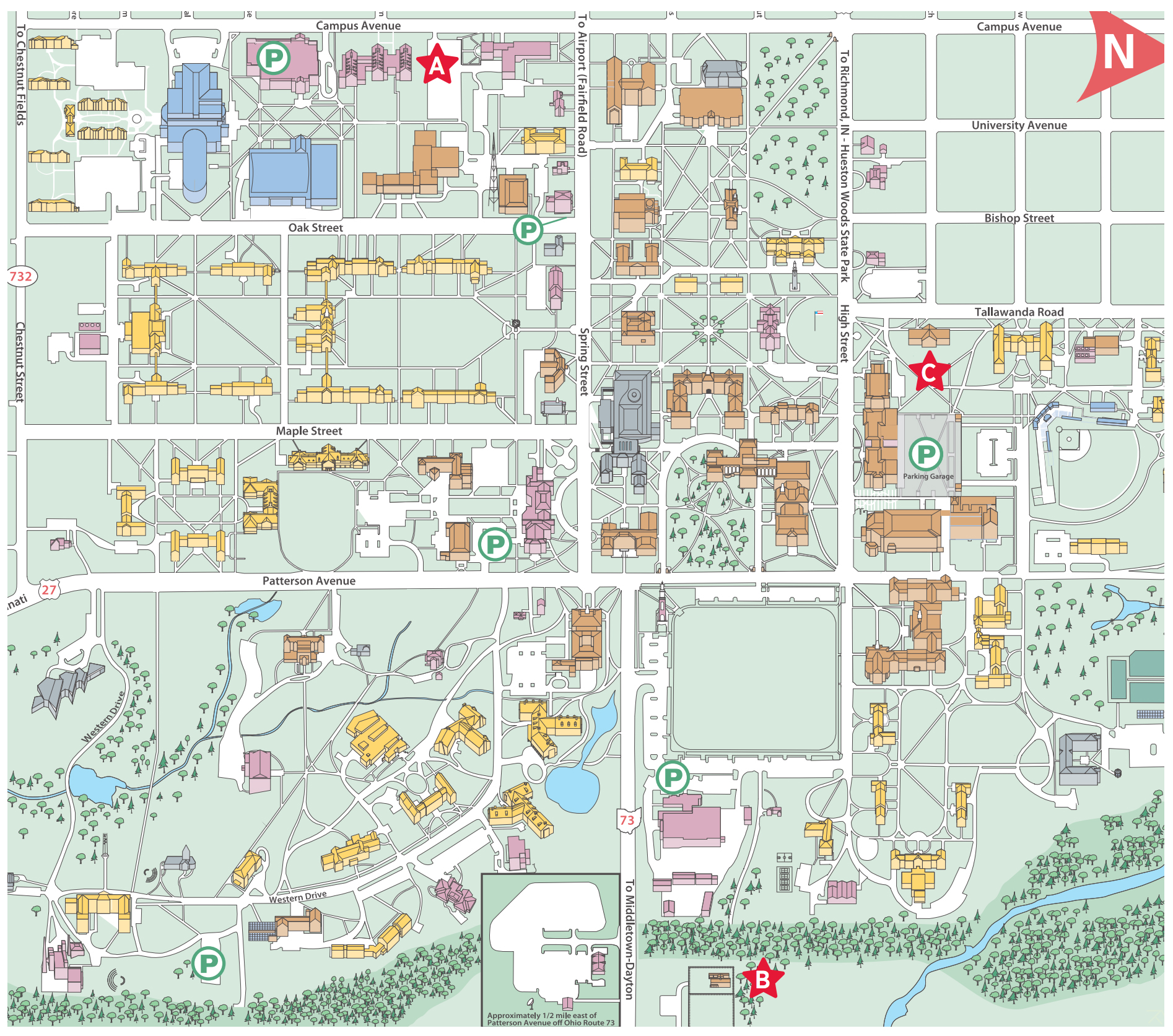 illustrated map of campus