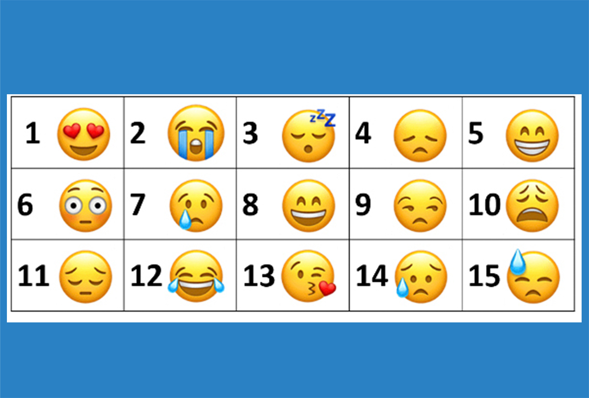 a grid of 15 emoji faces