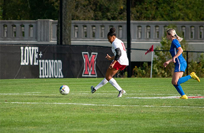 Camber Hayes playing soccer