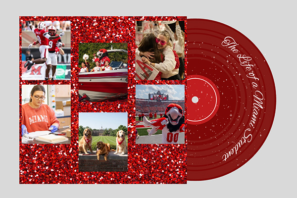 an album cover and vinyl record showing miami students life on campus in a play off the Life of a Showgirl album by Taylor Swift