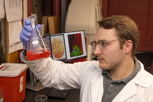 Graduate student working in a lab