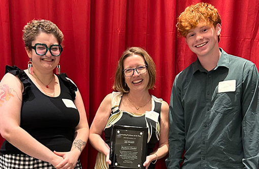 Isa Obradovich, Stephanie Danker, and Ryan Jeansonne at the ASG Outstanding Professor Award ceremony